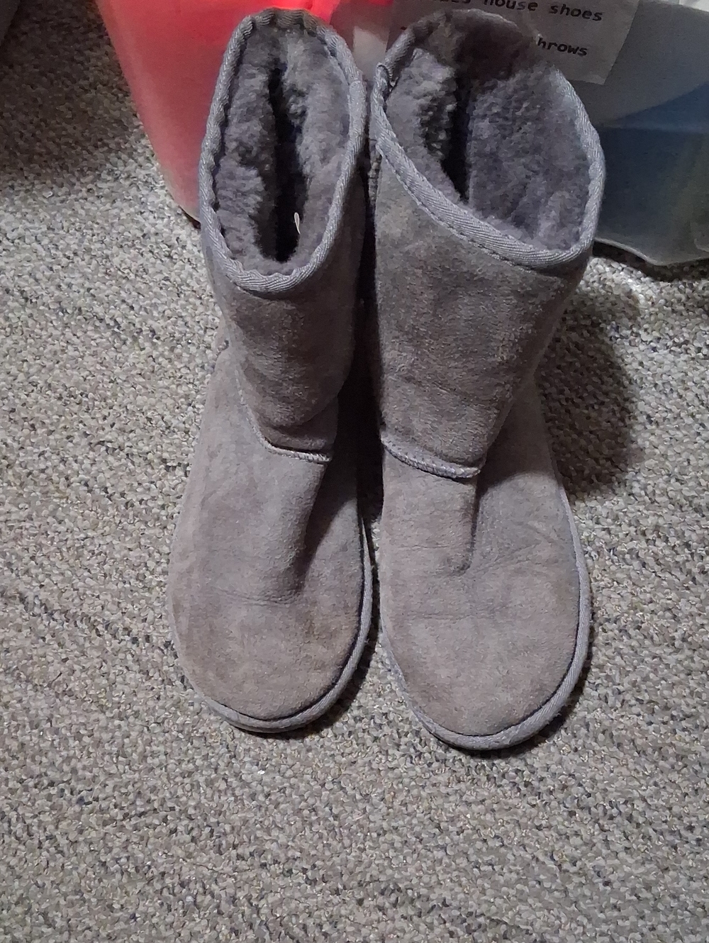 UGG Suede Shearling Boots in Taupe Gray